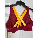 Fabletics  NEW Medium Belle High Impact Sports Bra Red Yellow Strappy Photo 3