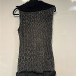 White House | Black Market Black and Gray Long fur trim Vest Photo 3