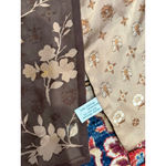 Laura Ashley  100% Silk Floral Scarf Brown Taupe Botanical Vintage Style Photo 1