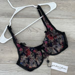 For Love & Lemons Bra NWT floral embroidered sheer Black (large) feminine sexy Photo 0