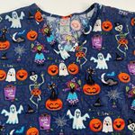 Peaches Uniforms Halloween Scrub Top Blue Size 2X Photo 1