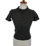 ZARA Knit Top Small Gray Black Short Sleeve Stretch Y2K Preppy Chic Photo 1
