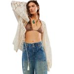 Free People Bell Sleeve Lace Duster in Ivory, One Size, New with Tag MSRP $128 Photo 2