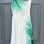 White with green flowers one shoulder asymmetrical cocktail dress xs/s Photo 4