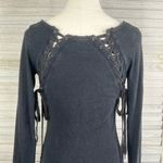 We The Free  Long Sleeve Tee w Back Lacing Washed Black-Small Photo 2