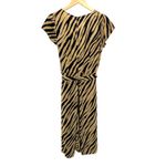 Talbots NWT  Women's Size 4 Tan Black Zebra Print V-Neck Midi Shirt‎ Dress Belted Photo 7