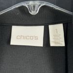 Chico's Striped Blazer Jacket Womens 1 M Black White Open Front Back Zip Career Photo 5