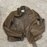 Reiss  Kate Leather Biker Taupe Moto Jacket Photo 1