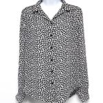Anthropologie H&M Geometric Abstract Print Pattern Button Up Blouse Shirt Top Black White XS Photo 0
