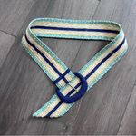 Colorful Knit Belt with Chunky Blue Buckle Photo 1