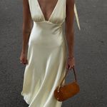 ZARA  Elegant butter yellow satin maxi long  Dress evening party wedding Photo 5
