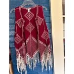 Cato  Womens XS Sleeveless Vest Burgundy Red Fringe Embroidered Boho‎ Festival Photo 2