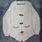 SheIn Women’s Cardigan Sweater Size L Beige Toggle Closure Pockets Long Sleeve Photo 0