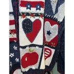 Heirloom Collectibles Patriotic Cardigan Sweater Stars Stripes Hearts Large 2002 Photo 4