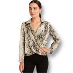 Endless Rose Anthropologie  S Oversized Snake Print Satin Wrap Blouse Whimsigoth Photo 1