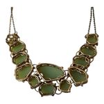 Vintage Faux Jade Green Glass Stone Dangle Necklace. Photo 2