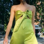 ZARA jumpsuit pistachio cut out bow satin wide leg sleeveless Wedding Party Photo 4