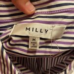 Milly Striped Sleeveless Collared Button Down Purple Top Photo 1