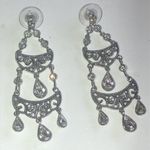 Monet  Silver Tone Clear CZ Chandelier Dangling Pierced Earrings Photo 2