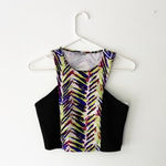 Charlotte Russe NWT Y2K Neon Zebra Multicolor Black Panel Cropped Top Size Large Photo 2