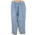 Garnet Hill NWT Straight-Leg 100% Linen Trouser Pant Sky Mini Stripe Size 10 Photo 4