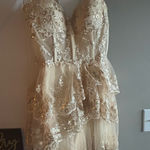 Windsor Cream Homecoming Dress  Gold sparkly sequin  Photo 0