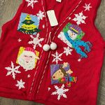 American Vintage Vintage Deadstock Christmas Cottage Knit Sweater Zip Vest Womens Size Large Photo 1