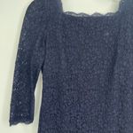 Adrianna Papell  Navy Blue Lace Lined Sheath Dress 3/4 Sleeve Size 8 Photo 2