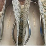 Audrey Brooke Silver Metallic Peep Toe Platform Heel Cocktail Wedding Prom Photo 5