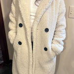 Bershka  Cream Teddy Jacket with Black Buttons Photo 0
