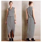 Dolan Left Coast Dress Black White Stripe Knit Cowlknit Midi cowl neck Sleeveles Black Photo 1