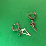 Titanium Steel Spike Dangle Drop Earrings for Men Women,Punk Hip Hop Earrings Silver Photo 2