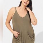 Torrid Jumpsuit Size 1 Tall 14/16 Green Romper Super Soft Jersey Pocket Photo 2