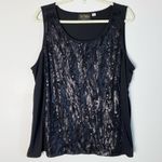 Bob Mackie Wearable Art Sequin Black Sleeveless Tank Top Shirt Dressy Party 1X Photo 8