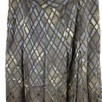 Alfani  Silk Shimmer Blue Black Midi Skirt Size 8 Photo 7