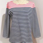 Draper James Women's Stripe Ponte Long Sleeve Tee Navy Coral Size L Photo 2