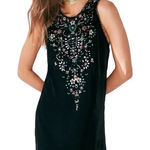 Ecote NWT ‎ Jasmina Velvet Embellished Mini Shift Dress Black M Photo 0