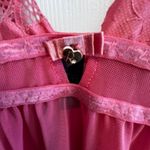 Rachel Roy Pink Lace Babydoll Lingerie Sheer Mini Dress Heart Detail Teddy Size M Photo 2