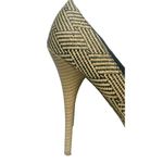 Bamboo Womens  Colada High Heel Shoes Pumps Black Tan Woven Pattern Size 9 Photo 1