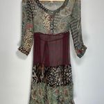 Kimchi Blue  Sheer Silk Dress Animal Print Patchwork Fairy Boho Festival Paisley Photo 0