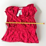 Sam Edelman  Maila Ruffle-Trim Red Peplum Top Size L Women's V‎ neck Viscose NEW Photo 8