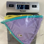 SheIn EUC women’s purple multicolor tie halter neck triangle bikini swim top L Photo 5