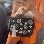 Michael Kors  Cassie Floral Applique Black Leather Large Satchel Crossbody Bag Photo 8