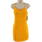 Urban Outfitters  Tyra Textured Strappy Back Mini Dress Yellow Orange -Medium Photo 1
