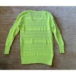 Free People Neon Green Open Knit Sweater XS Long Sleeve V Neck Cotton Blend Photo 6
