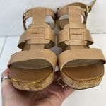 Franco Sarto Size 9 Cera Cork Wedge Sandals Beige Leather Slingback Platform Photo 7