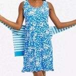 Draper James  Intimates Blue Floral Sleeveless Ruffle Hem Dress Size L/XL Photo 0