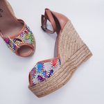 Anthropologie  Gaimo Colorful Brazilian Embroidered Espadrille Wedge Photo 1
