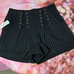 She & Sky  Pinstripe Lace Up High Waisted Shorts Photo 5