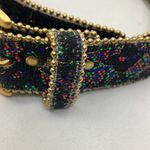 Black and Gold with multicolored glitter floral print Women's Belt size small Photo 1